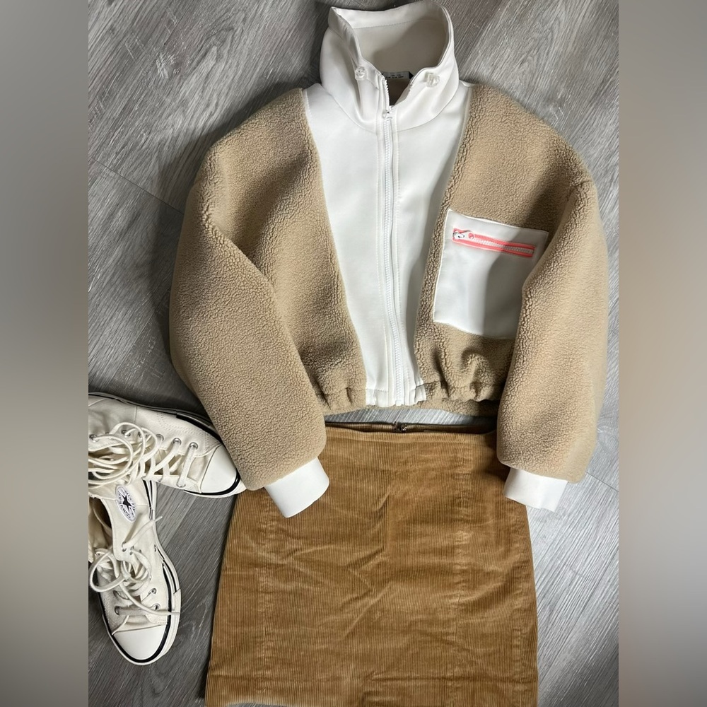 🤍 Zara Cropped Sherpa Zip Jacket 🤍 Small